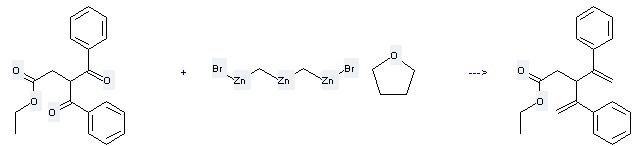 Nysted Reagent can react with 3-benzoyl-4-oxo-4-phenyl-butyric acid ethyl ester to get 4-phenyl-3-(1-phenyl-vinyl)-pent-4-enoic acid ethyl ester. 